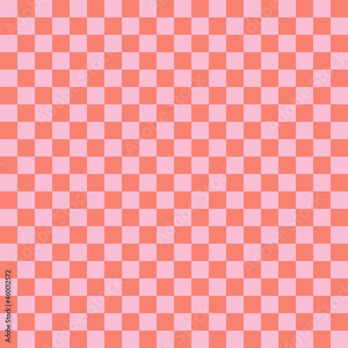 Two color checkerboard. Salmon and Pink colors of checkerboard. Chessboard, checkerboard texture. Squares pattern. Background.