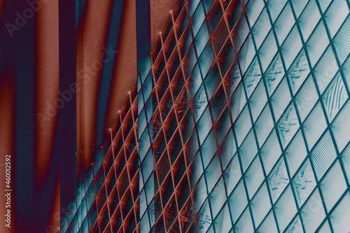 red blue creative geometric architecture abstract background