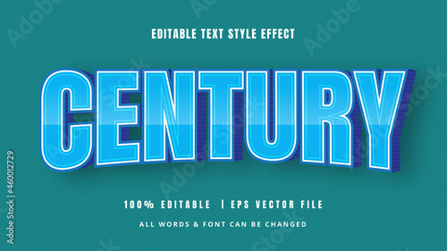 Century Vintage Retro 3d Text Style Effect. Editable illustrator text style.