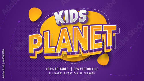 Kids Planet Playful 3d Text Style Effect