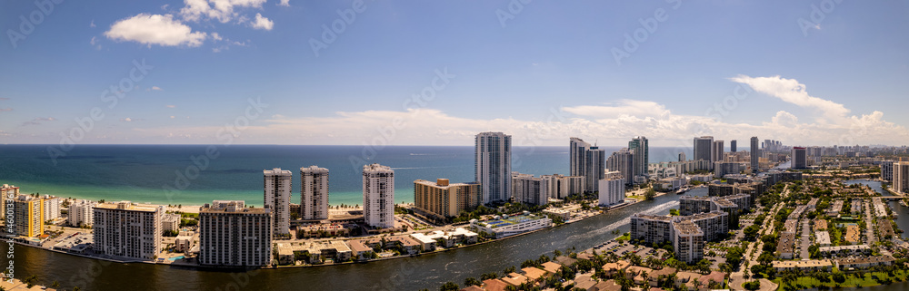 Aerial drone photo Hallandale and Hollywood FL USA