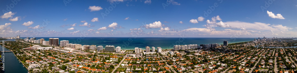 Aerial panorama of Surfside Miami Beach FL