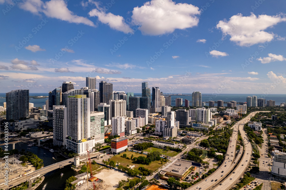 Aerial drone photo Downtown Miami FL