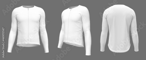 Blank cycling jersey mockup in front, side and back, 3d rendering, 3d illustration photo