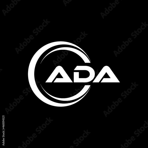 ADA letter logo design with black background in illustrator, vector logo modern alphabet font overlap style. calligraphy designs for logo, Poster, Invitation, etc.