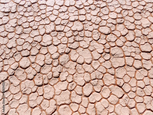 Dried Pink Cracked Desert River Bed