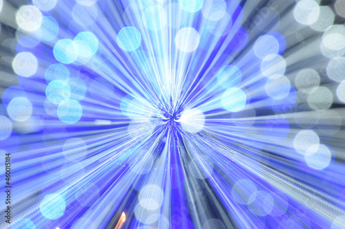 Explosion star with dots and lines, blue and white abstract Christmas Image