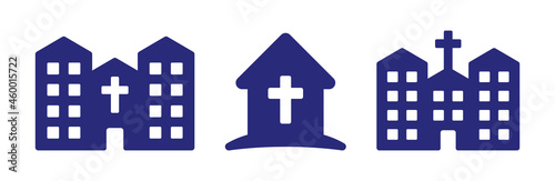 Church building icon set.