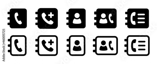 Address phone book icon. Phone contact icon set. Vector illustration