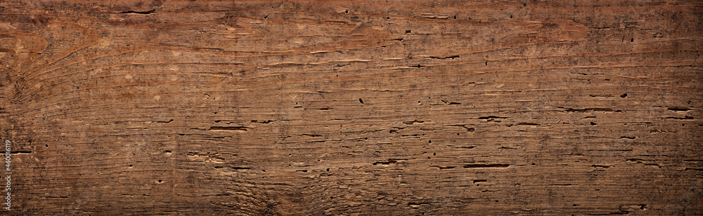 Fototapeta premium brown wood texture, panoramic board as background