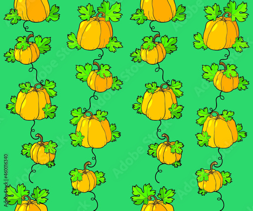Autumn pattern with pumpkins