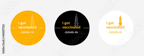 covid-19 vaccinated. I got vaccinated Stamps. Covid-19 vaccine. Flat vector logo editable.