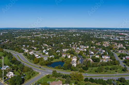 Fototapeta Naklejka Na Ścianę i Meble -  Aerial view of the Ashburn Farm subdivision in Ashburn, Loudoun County, Virginia.