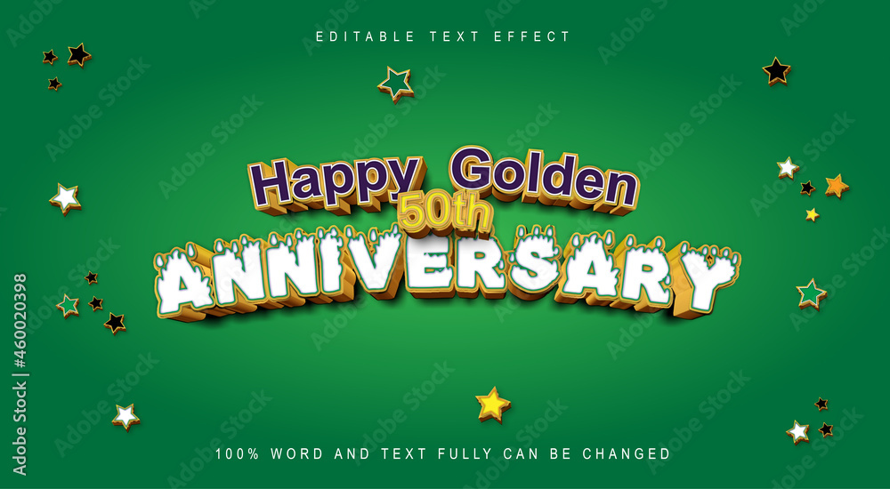 Obraz premium editable happy golden 50th anniversary text effect.typhography logo