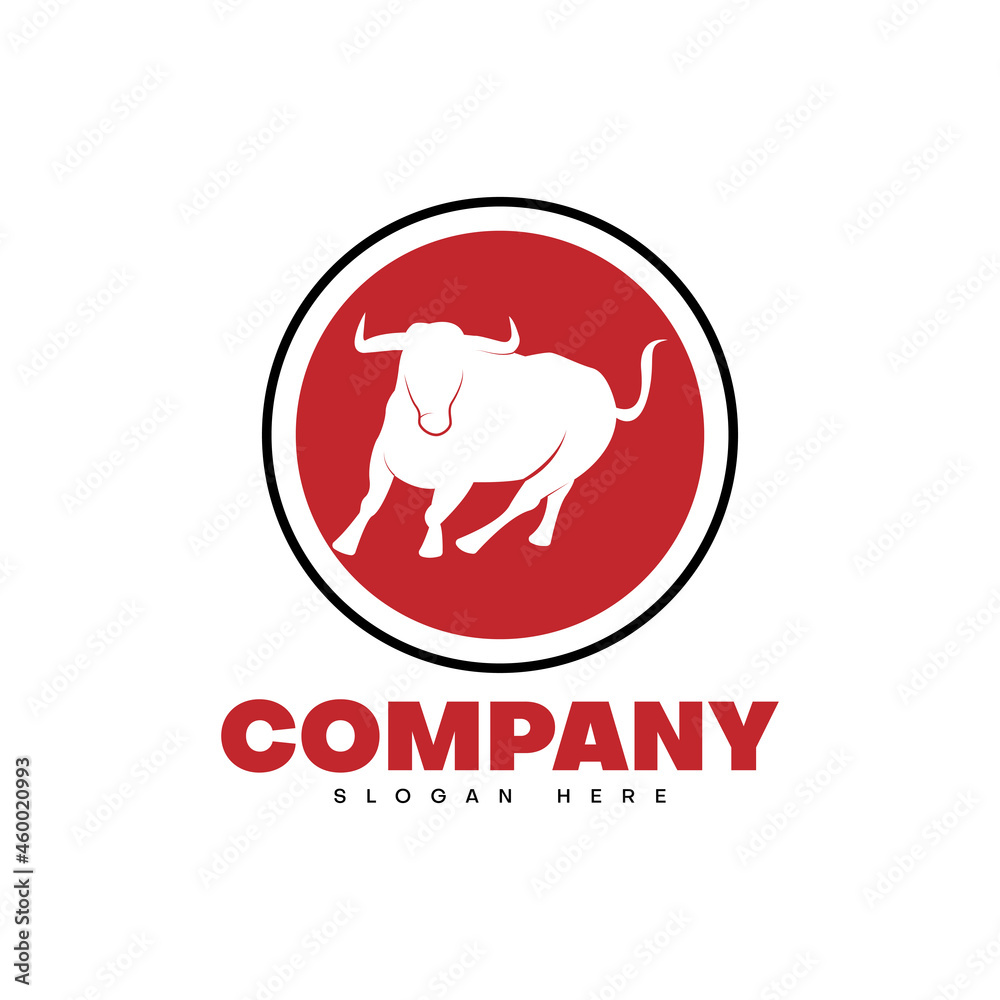 bull on red circle logo design template bull on red circle logo design template