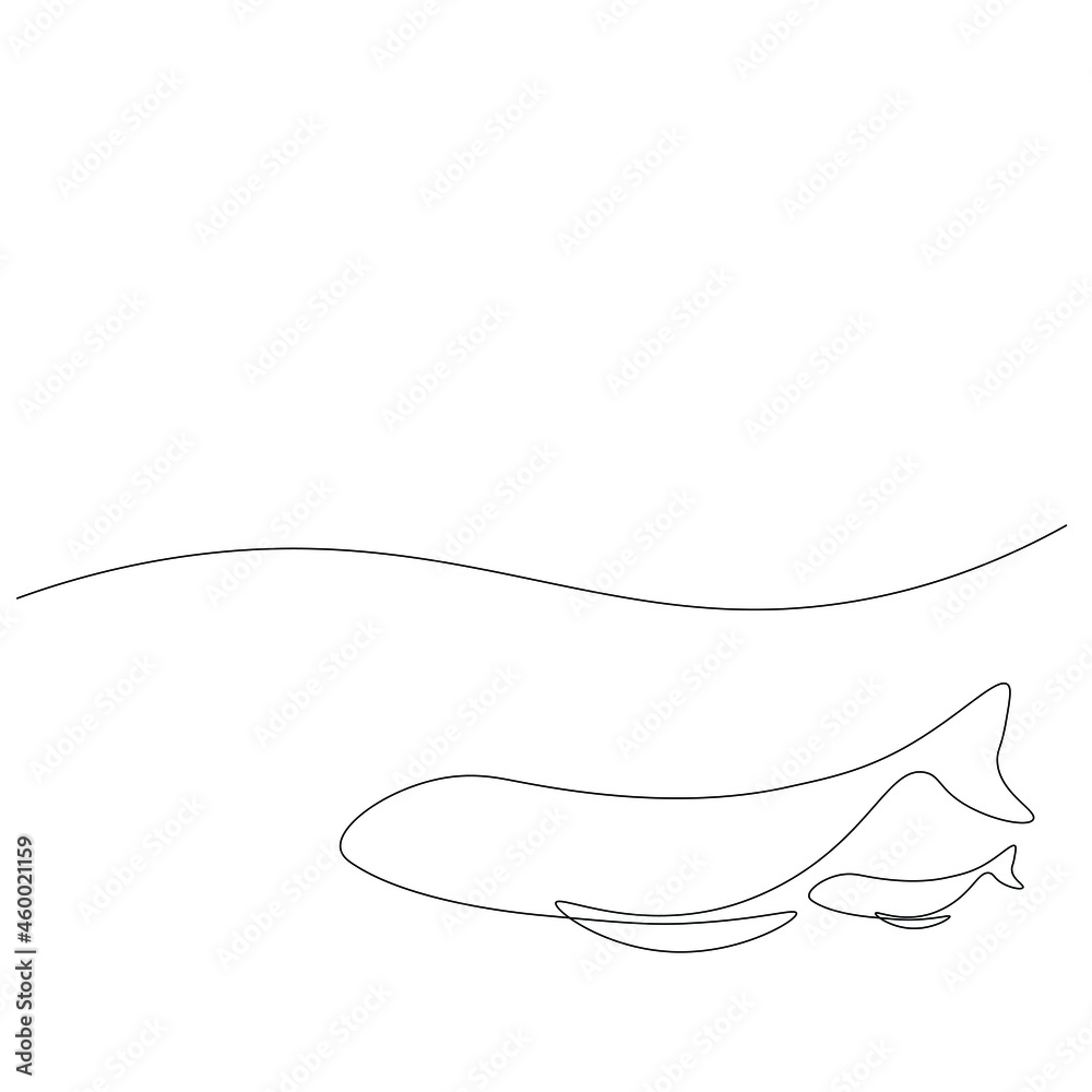 Whales line drawing vector illustration Whales line drawing vector illustration