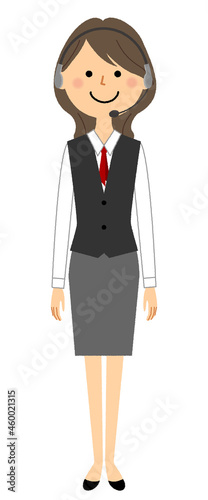 ヘッドセット  制服姿の女性 