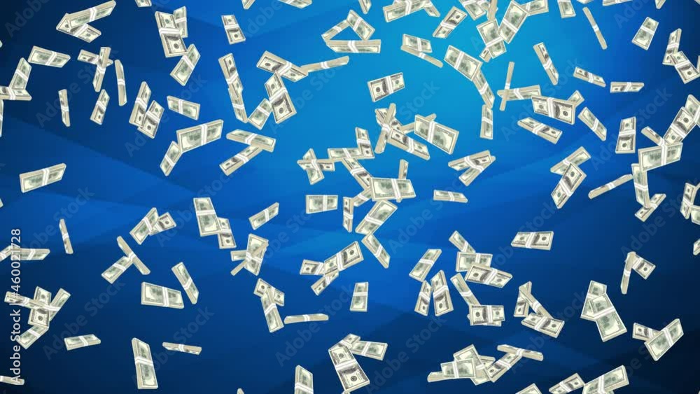 100 Dollar bills flying up in looped animation. 4K Alpha mask. Stack of Money hundred dollar banknotes One hundred dollar money packs falling in a stack Blue background, Green screen animation. 100 Dollar bills flying up in looped animation. 4K Alpha mask. Stack of Money hundred dollar banknotes One hundred dollar money packs falling in a stack Blue background, Green screen animation.