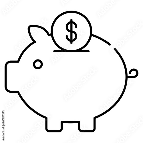 Dollar with penny showcasing piggy bank savings icon