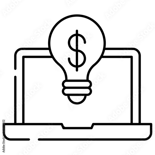 Dollar inside light bulb, vector design of business idea
