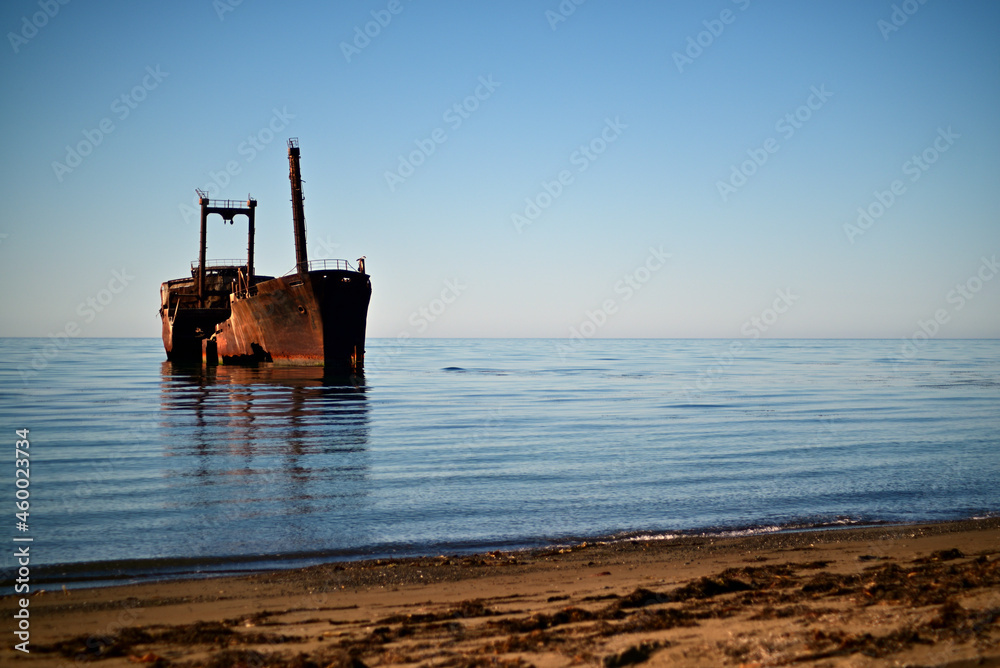 old wrecked ship stranded