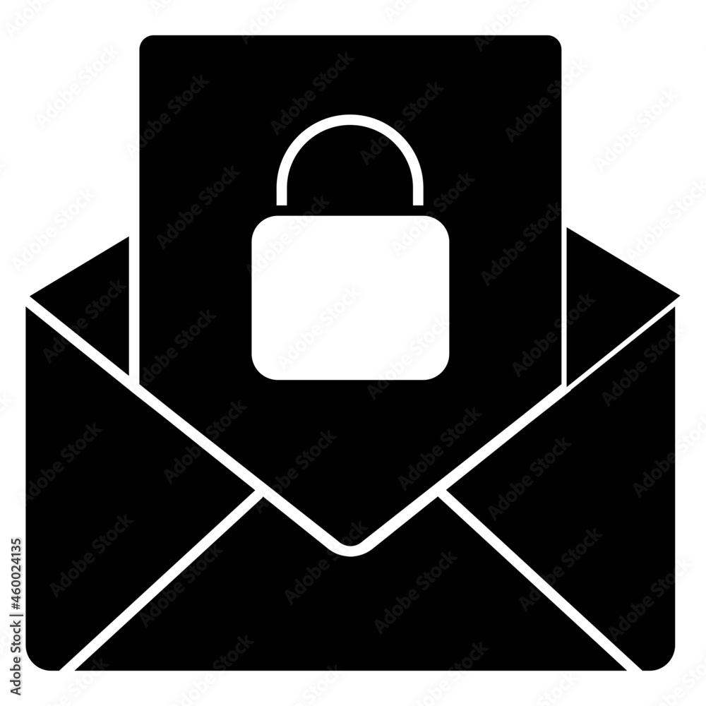 Envelope with padlock, icon of secure email Envelope with padlock, icon of secure email