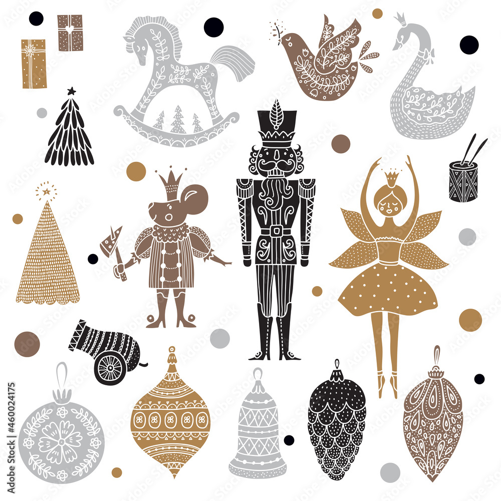 Christmas set the Nutcracker. Magic vector illustration. Set. Christmas set the Nutcracker. Magic vector illustration. Set.
