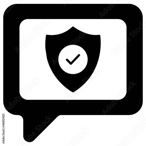 A solid design icon of encrypted chat