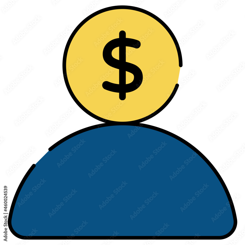 Dollar on avatar head showing concept of investor Dollar on avatar head showing concept of investor
