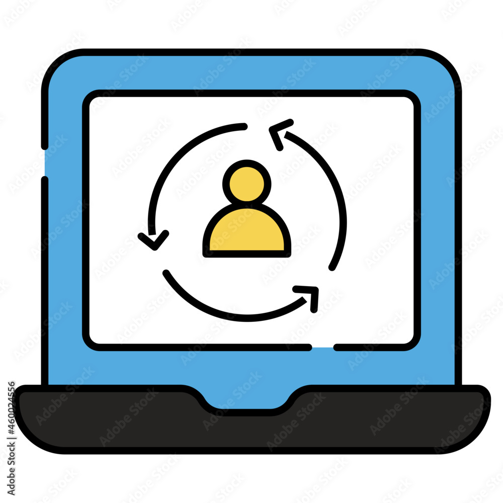 Profile with three arrows, concept of account update Profile with three arrows, concept of account update