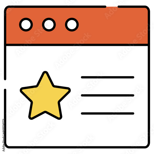 Star on web page symbolising favourite website icon