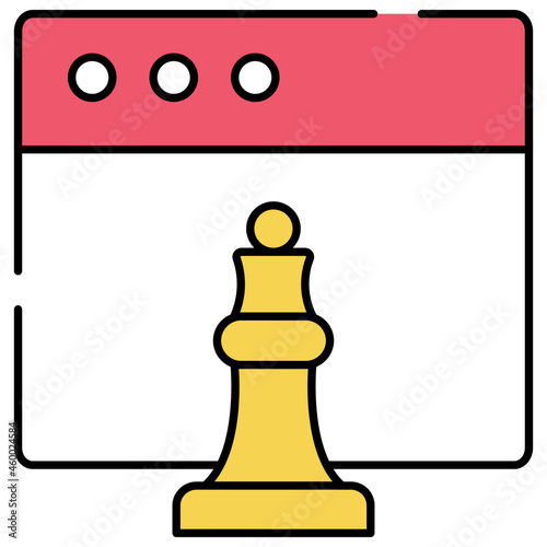 Chess piece on web page, concept of digital strategy