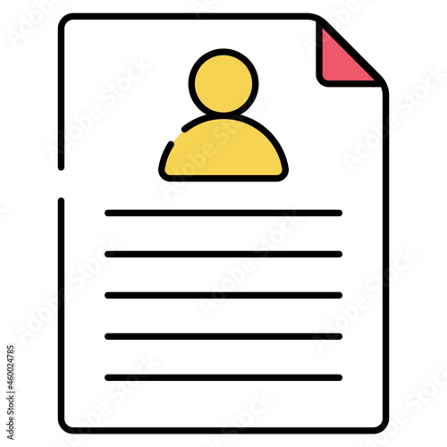 S flat design icon of curriculum vitae