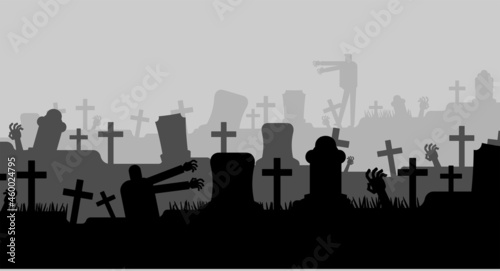 Cemetery halloween backdrop. All Hallows Eve background. Place for text
