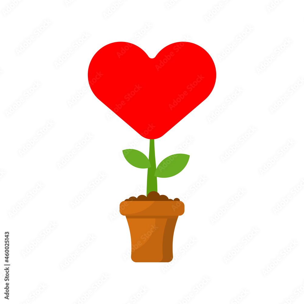 Heart in flower pot. concept Love and relationships Heart in flower pot. concept Love and relationships