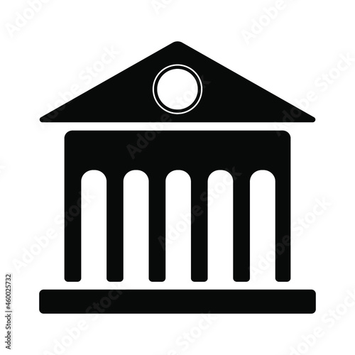 Museum building icon. Vector style - flat iconic symbol black on white background