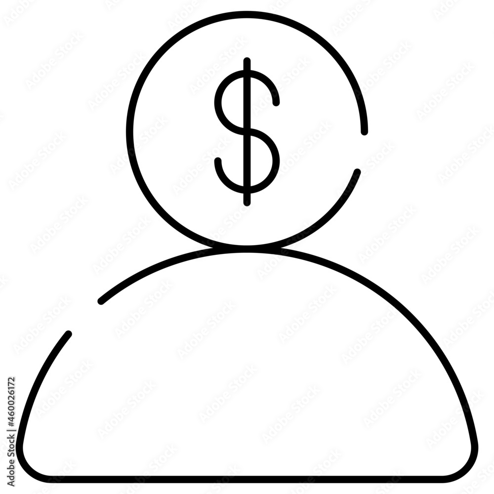 Dollar on avatar head showing concept of investor Dollar on avatar head showing concept of investor