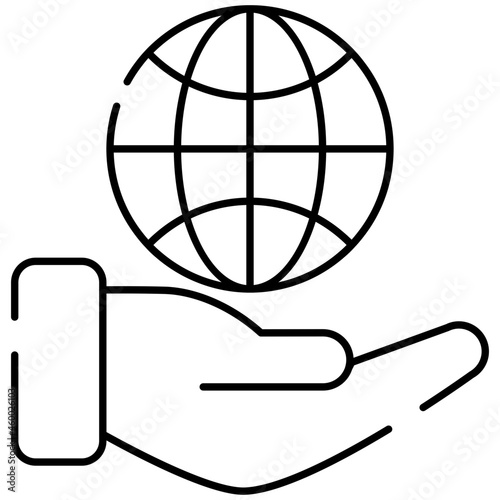 Hand holding globe showcasing global service icon