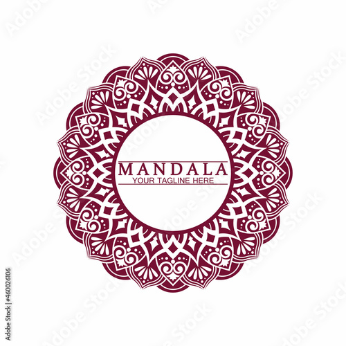 Circle pattern petal Flower Mandala Vector logo template illustration. Colorful template for spiritual retreat or yoga studio,Ornamental business cards,vintage luxury, ornamental decoration