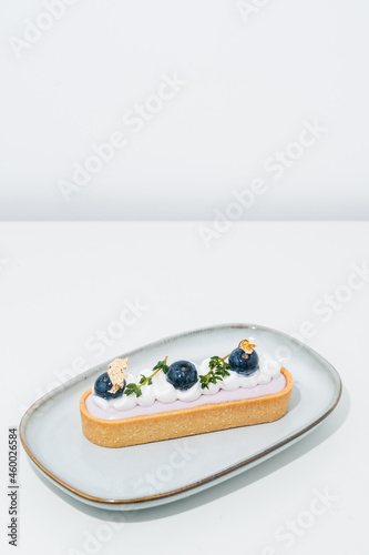 blueberry tart with cream