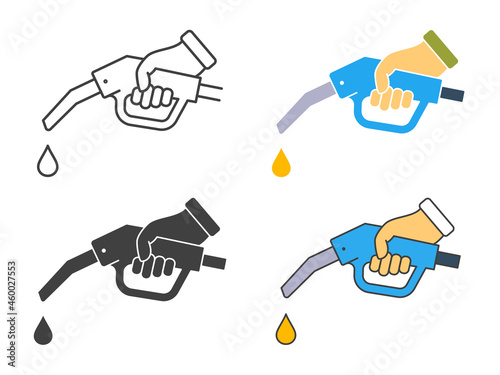 Gasoline pump icons on white background. Vector illustration.