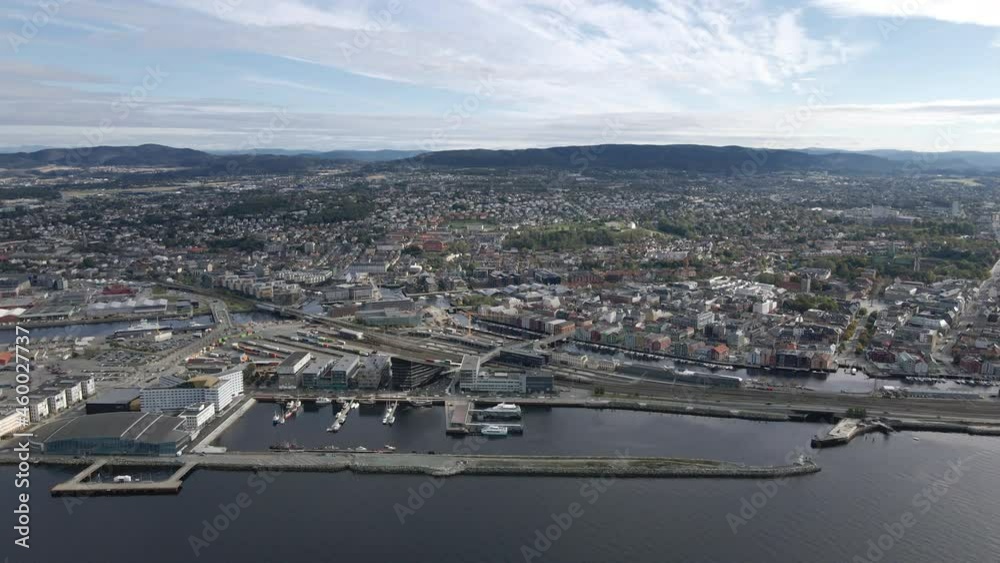Scandinavia With The City Of Trondheim In Norway - aerial drone shot Scandinavia With The City Of Trondheim In Norway - aerial drone shot