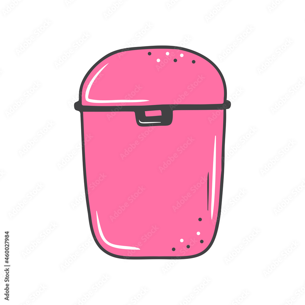 Hand drawn colorful container, trash basket isolated on a white background. Doodle, simple outline illustration. It can be used for decoration of textile, paper. Hand drawn colorful container, trash basket isolated on a white background. Doodle, simple outline illustration. It can be used for decoration of textile, paper.