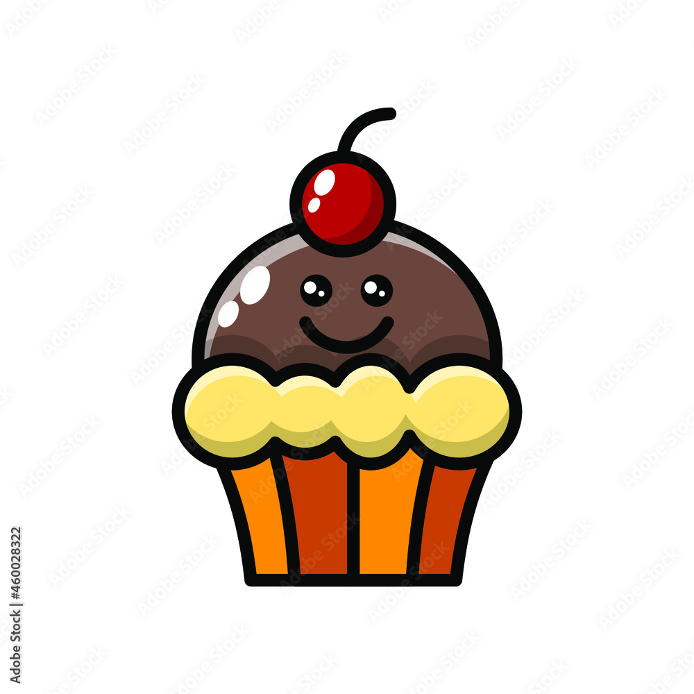 cute cupcake icon illustration vector graphic