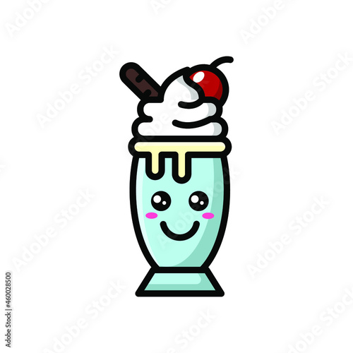 cute milkshake icon illustration vector graphic