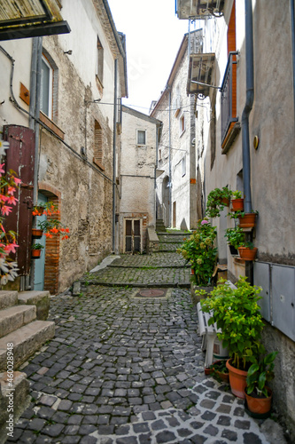 A narrow street in Carpinone  a medieval town of Molise region  Italy.