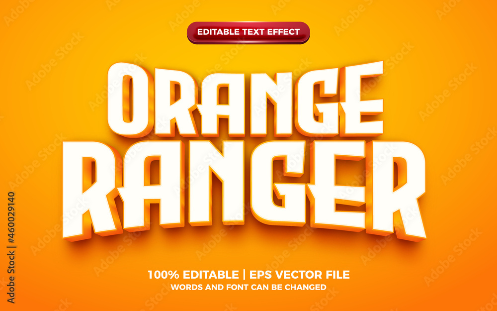 orange ranger gold 3d cartoon hero editable text effect