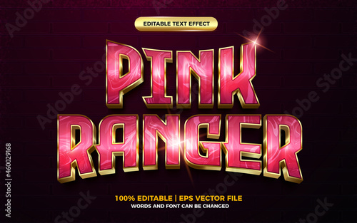 Canvas-taulu pink ranger gold 3d cartoon hero editable text effect