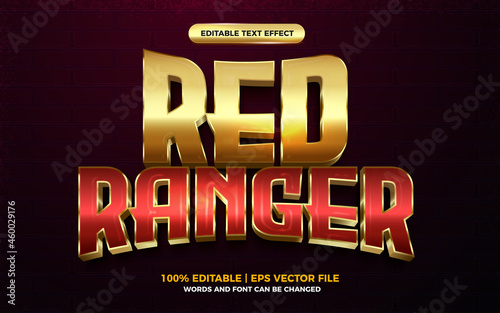 Canvas-taulu red ranger gold 3d cartoon hero editable text effect