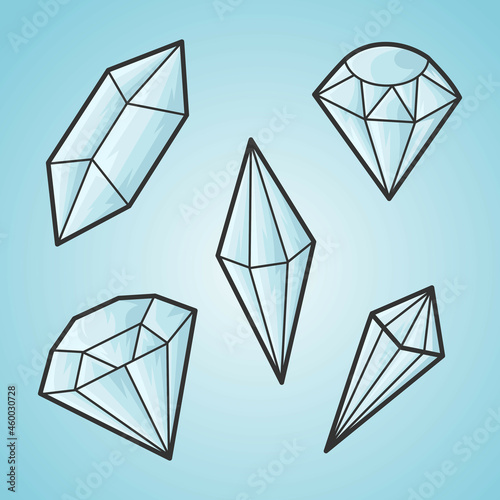 Doodle hand draw diamond set, vector illutration.